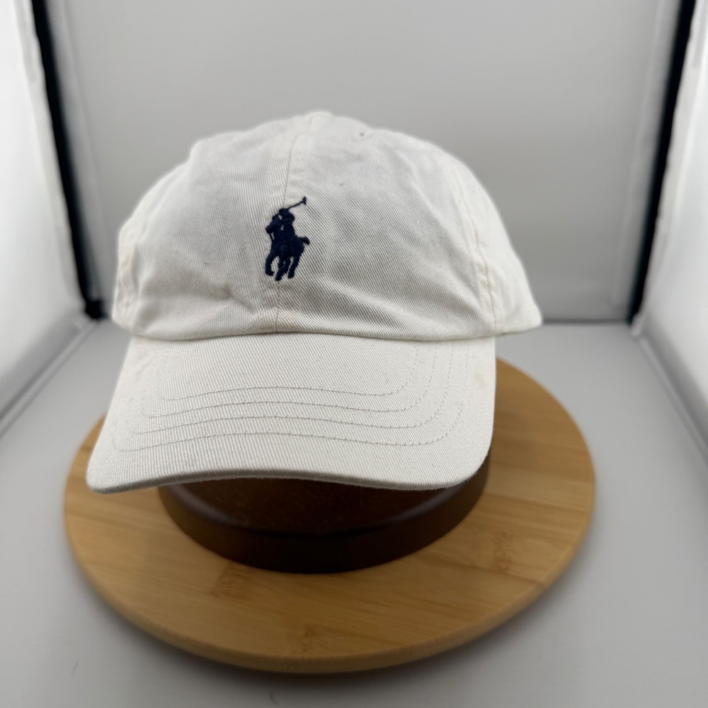 Polo Ralph Lauren Kids White Cotton Chino Baseball Cap Navy Pony Logo OS 4-7